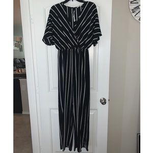 Black & white striped jumpsuit